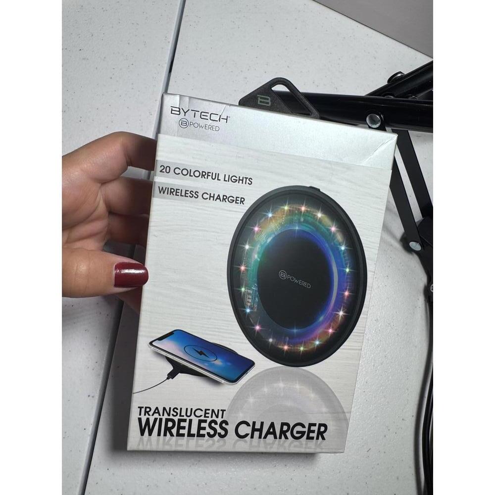 Bytech Translucent Wireless Charger with 20 Colorful Lights